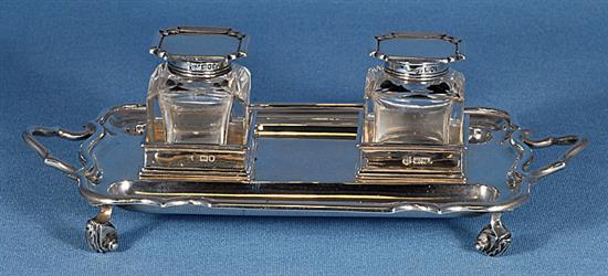 A silver inkstand, Length 216mm Width 122mm Tray weight only 9.7oz/275gr.